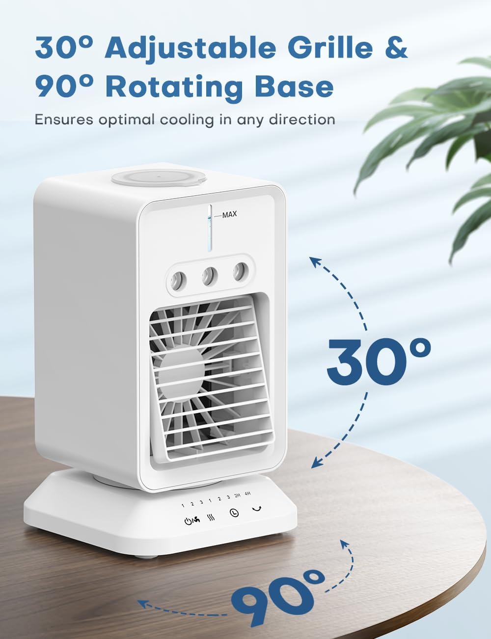 Portable Air Conditioner with 90° Rotate Base, 4H Timer, 300ml Water Tank O258