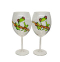 Hand Painted Stemmed Wine Glasses Set Of 2 F458