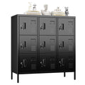 Metal Locker with Padlock and Keys, 9 Doors Black Steel Storage Locker Cabinet V19444