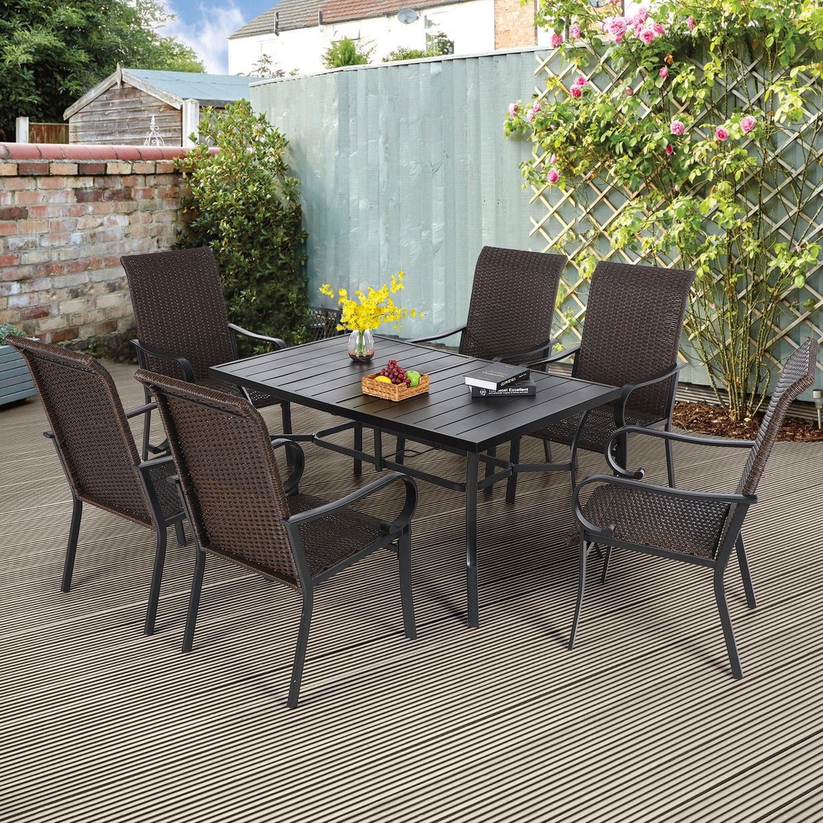 7 Pieces Wicker Rattan Patio Dining Set U5282