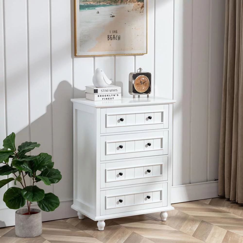 4 Drawers White Dresser F9964