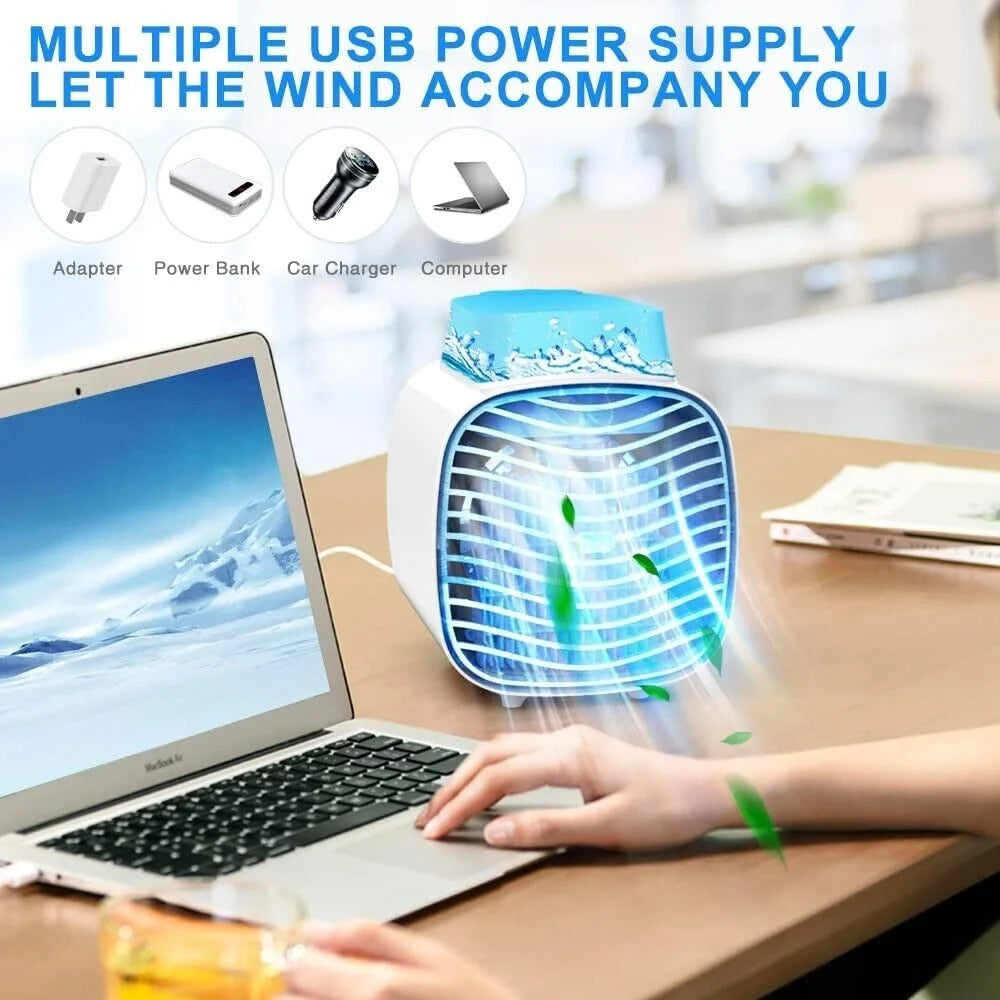 Portable USB Air Conditioners Fan Evaporative Mini Humidifier with Ice Tray Z761276