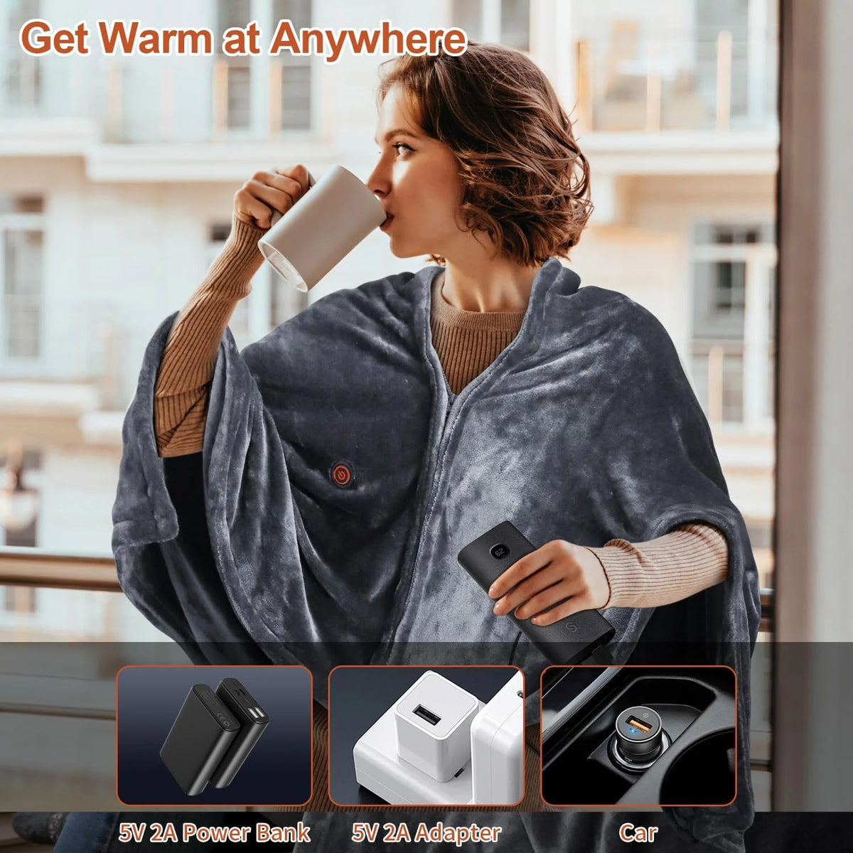 Portable USB Heated Blanket Shawl H15056