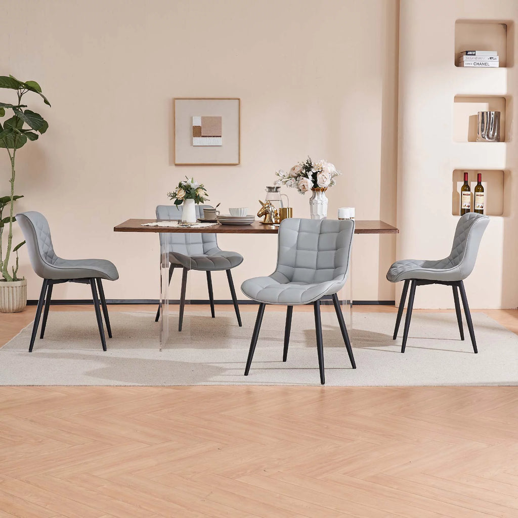 Gray PU Leather Upholstered Dining Chairs Set of 2 X644