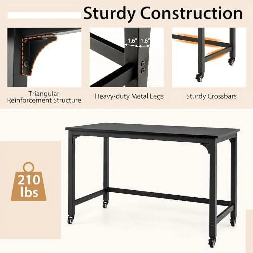 48" Mobile Computer Desk with 4 Casters V8190