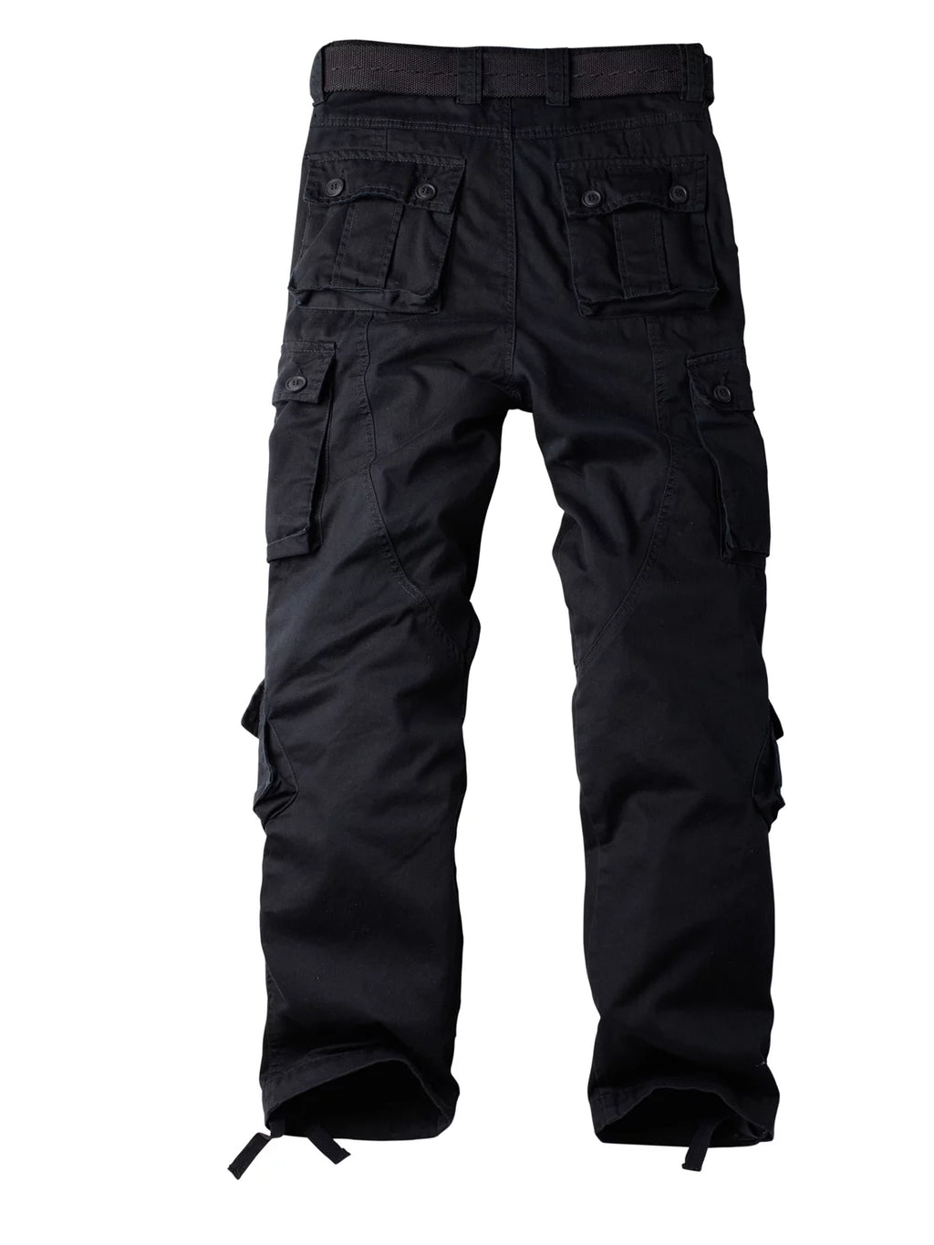 Black 8 Pockets Cotton Cargo Work Pants W608311