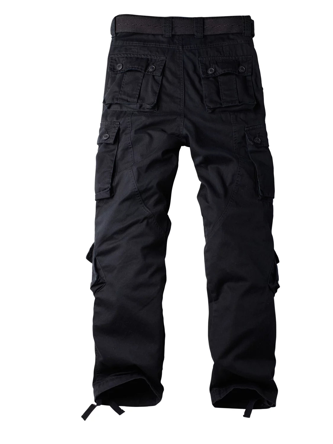 Black 8 Pockets Cotton Cargo Work Pants W608311