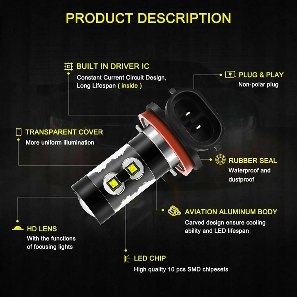 D3S H11 HID LED Fog Light Bulbs 6000K P1469
