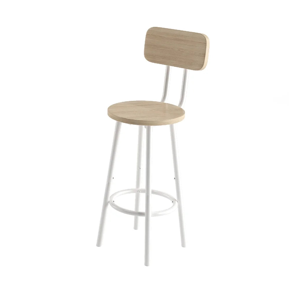 3 Piece Bar Height Pub Table and Stools Set White Oak A2953