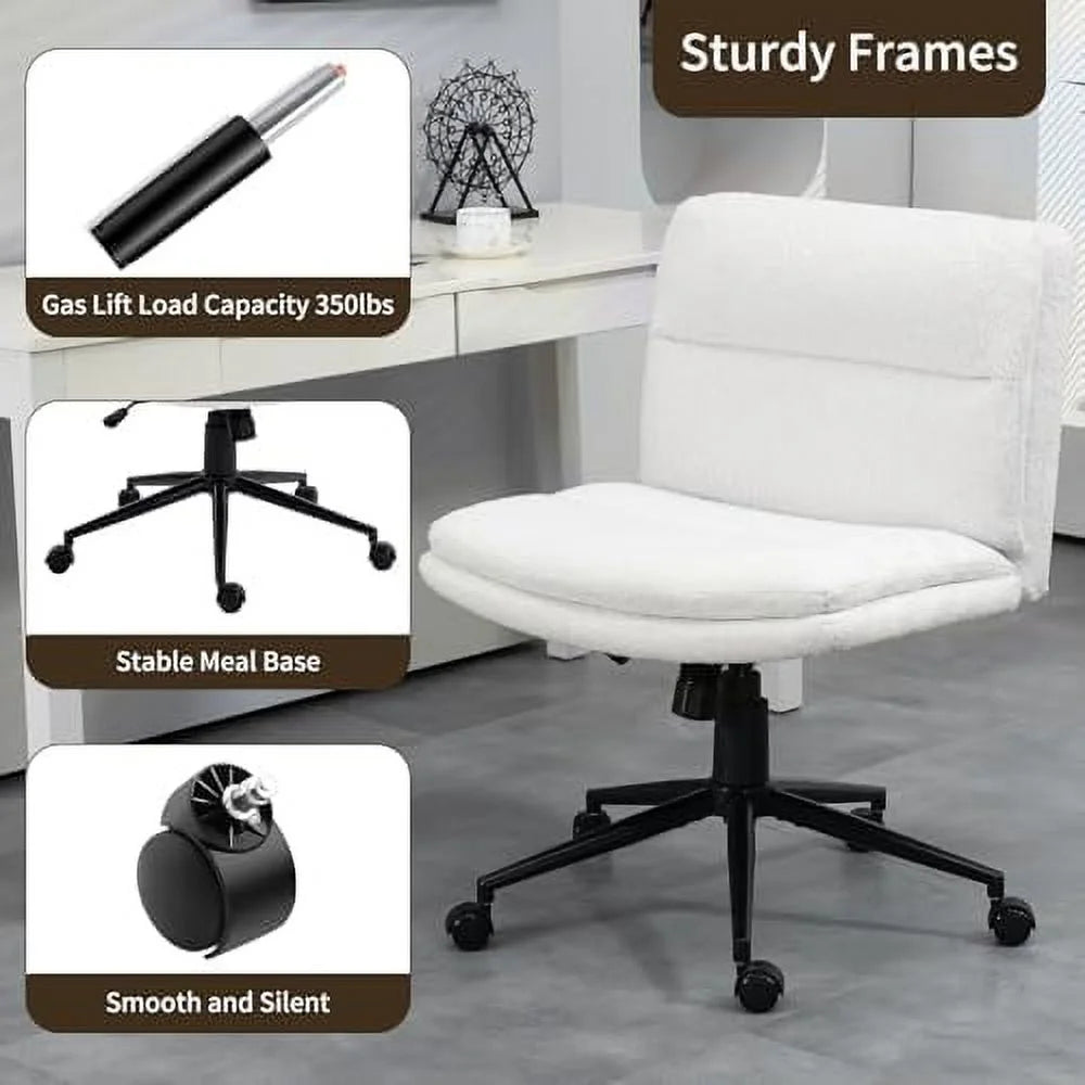 Black Armless Fabric Office Chair with Wheels V95735