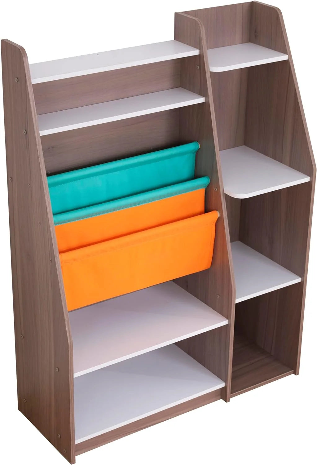 Wood Bookshelf with Slings and Shelves R6597