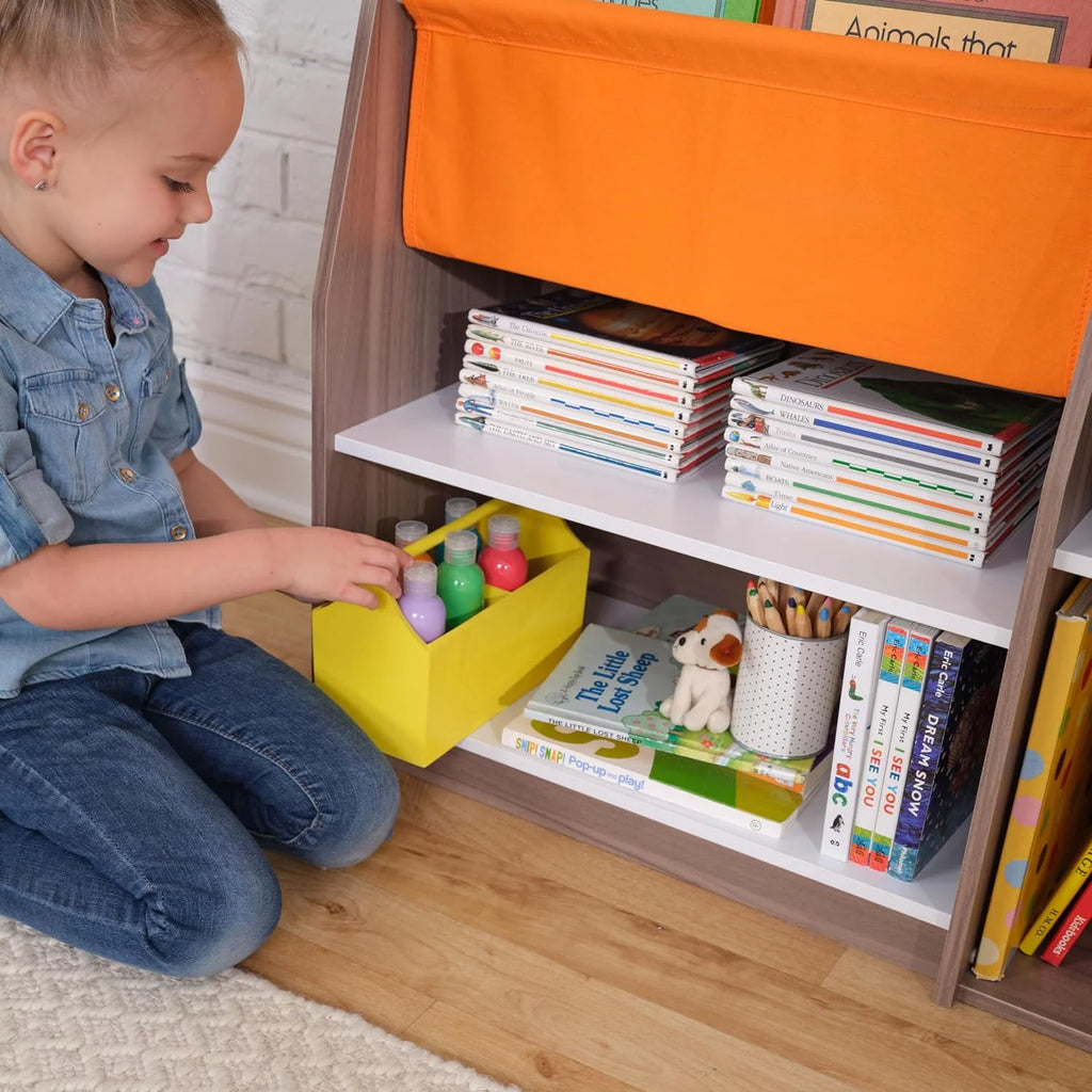 Wood Bookshelf with Slings and Shelves R6597