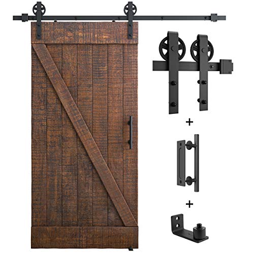 6.6ft Heavy Duty Sliding Barn Door Hardware Kit, Black O118