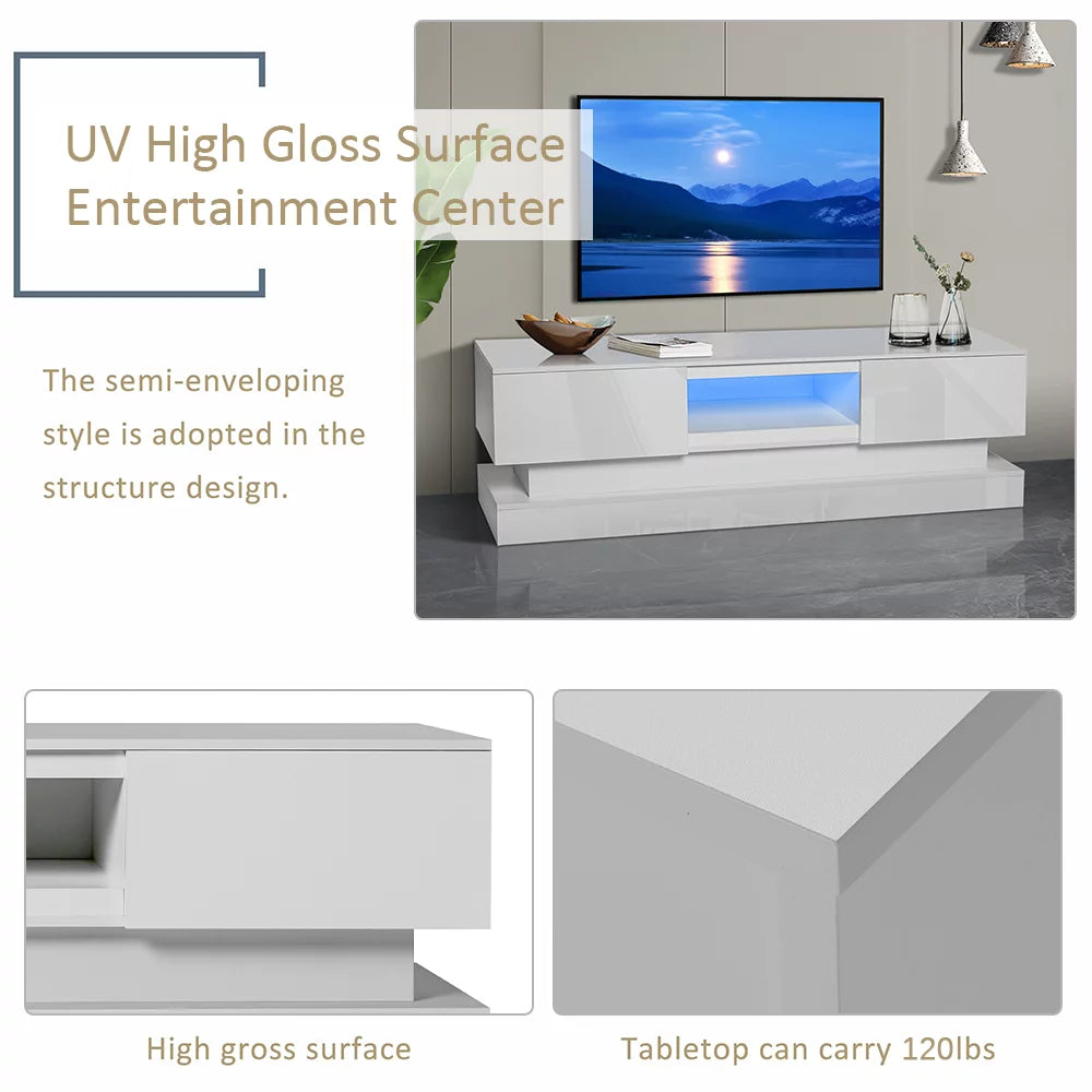 White High Gloss LED TV Stand with 16 Colors Lights T111372