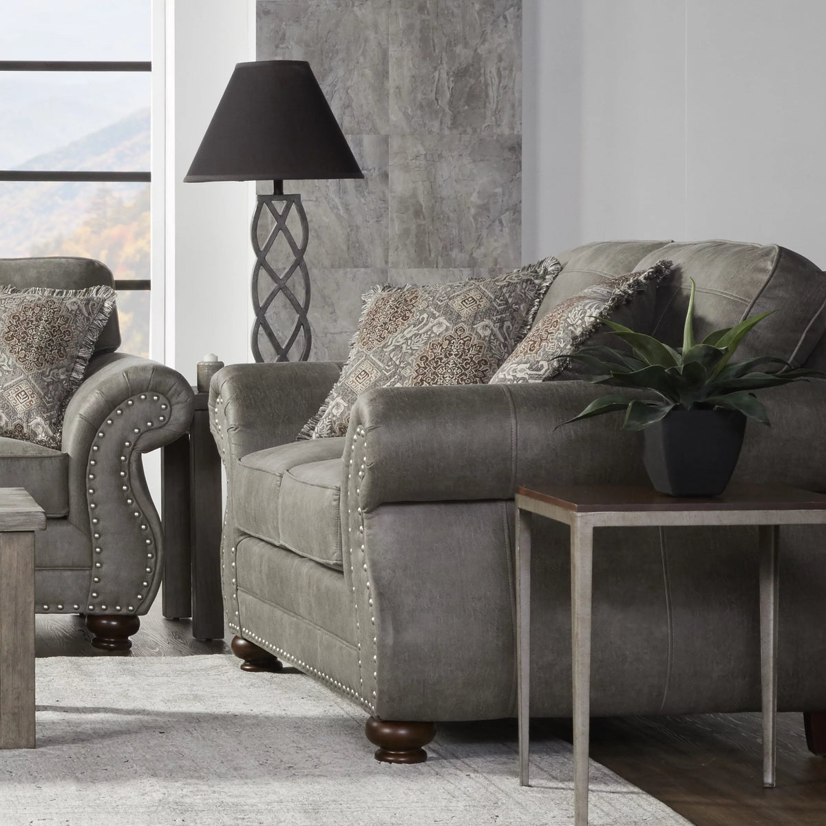 Faux Leather Upholstered Loveseat Q21400