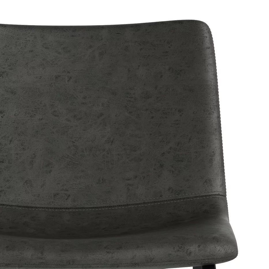 Distressed Charcoal Grey Faux Leather Bar Stool Set of 2 H106