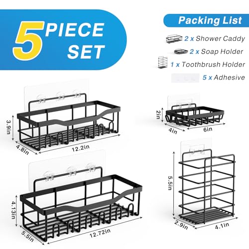 5 Pack Rustproof Stainless Steel Adhesive Shower Caddy R685