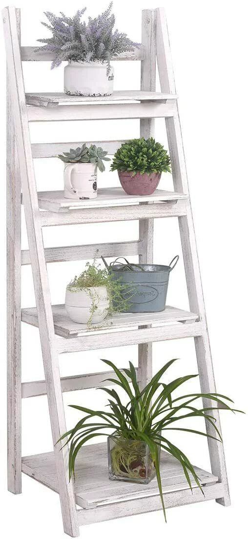 4Tier Wooden Plant Stand Foldable Ladder Shelf R699