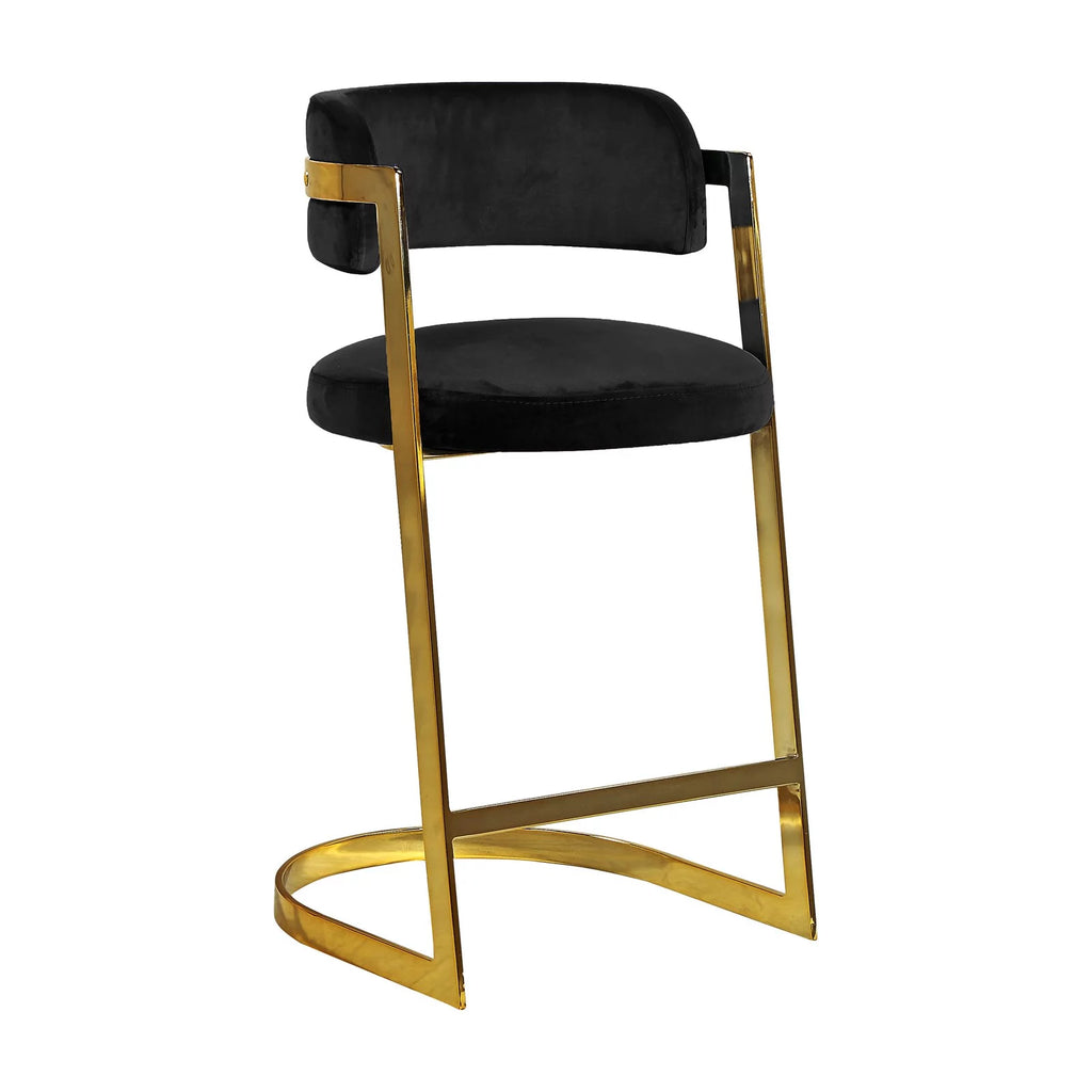 Black Velvet Counter Stool Set of 2 W721