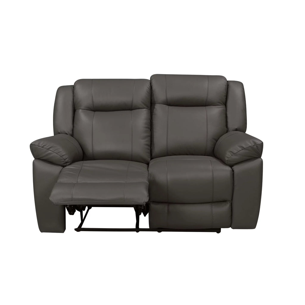 60 Inch Gray Real Leather Manual Recliner Loveseat K667