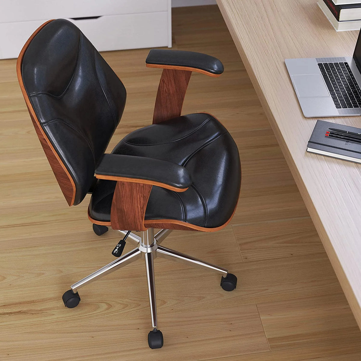 Black Faux Leather Ergonomic Office Chair G262473