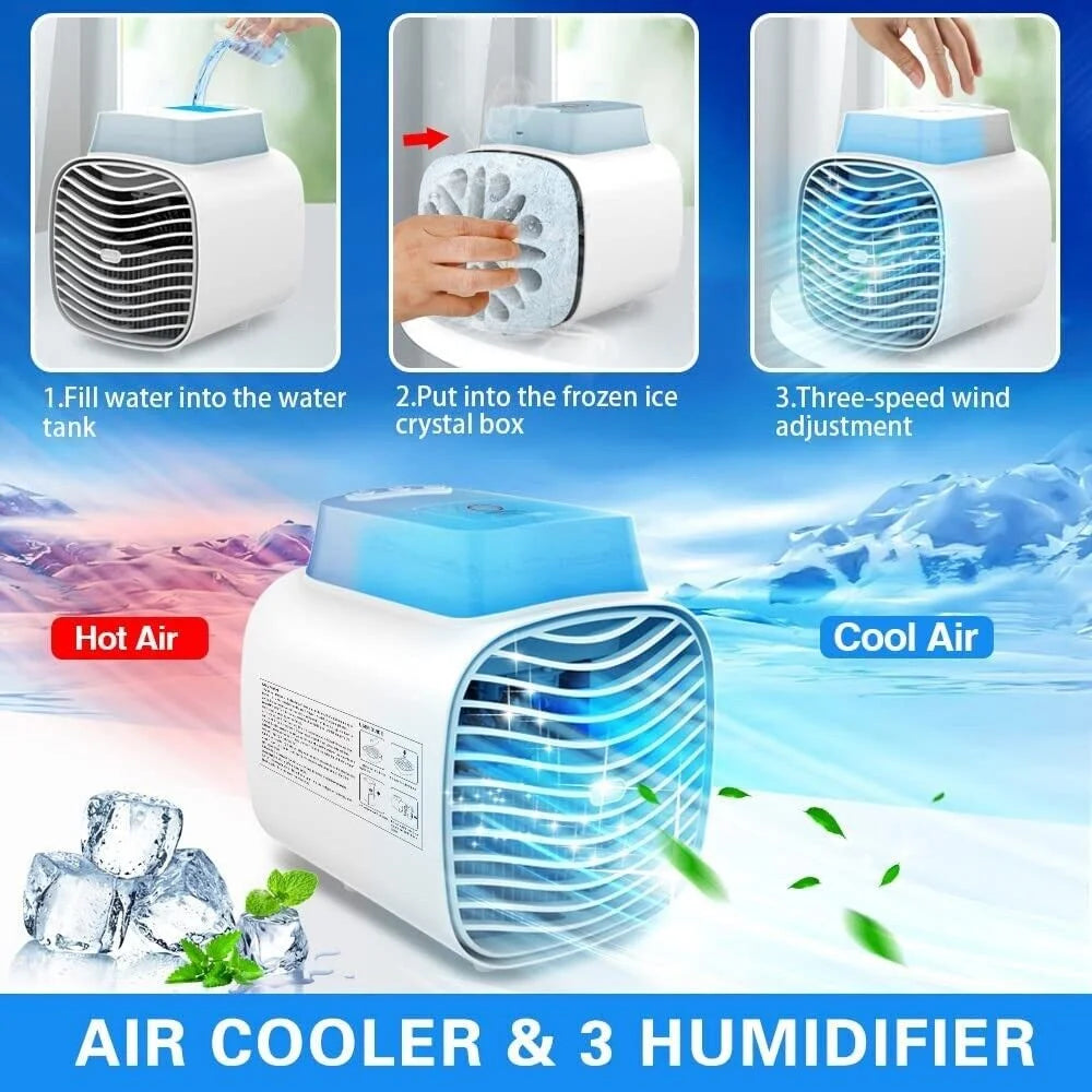 Portable USB Air Conditioners Fan Evaporative Mini Humidifier with Ice Tray Z761276