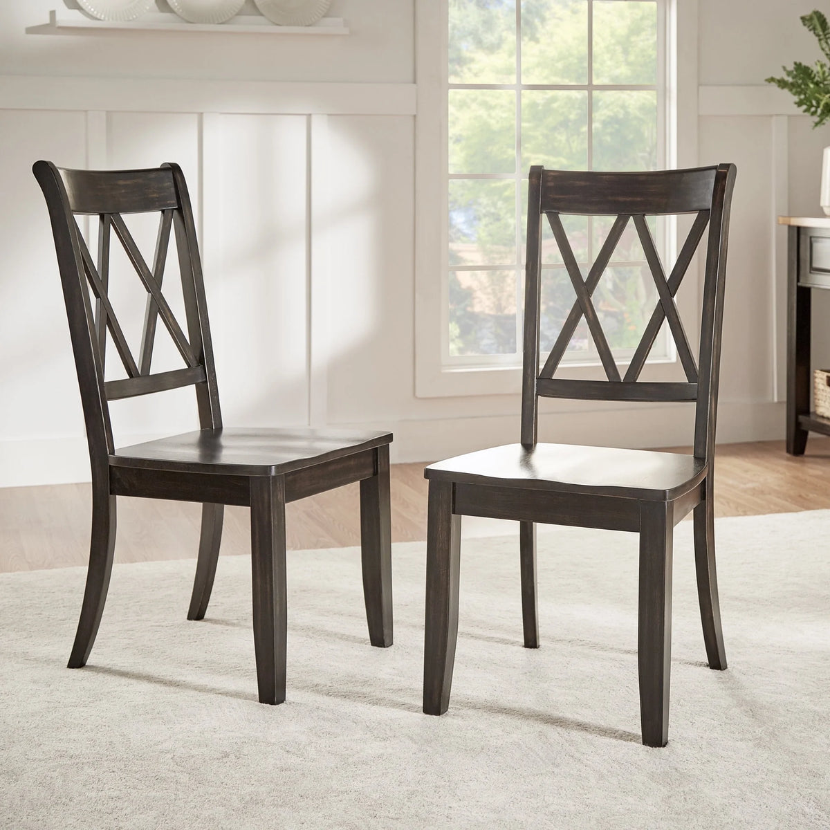 Set of 2 Antique Black Dining Chair M375223