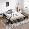 Queen Platform Bed Frame with Storage Drawers J919658