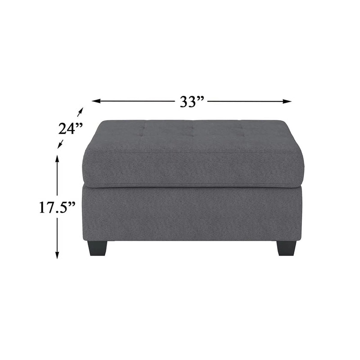 Dark Grey Upholstered Storage Ottoman L482