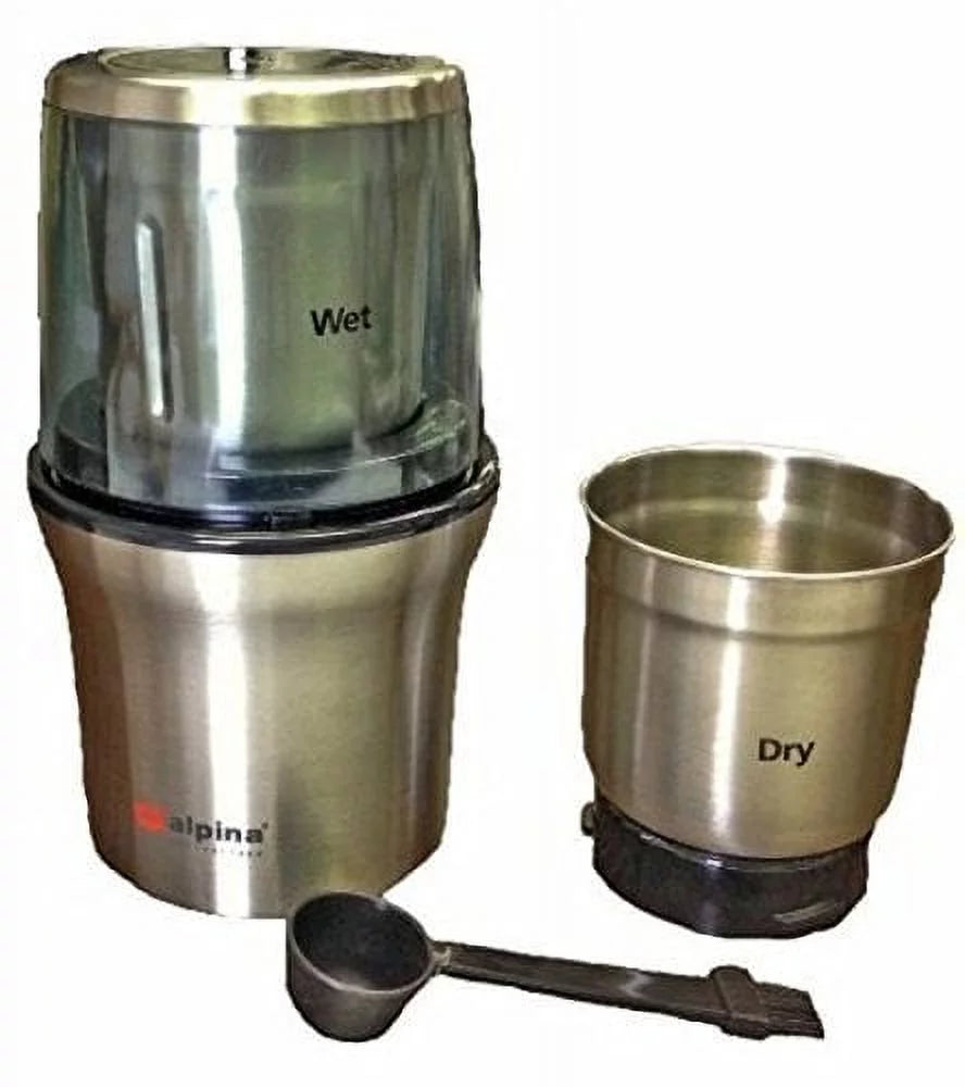 Electric Wet and Dry Coffee Grinder with 2 Stainless Steel Bowls M3498