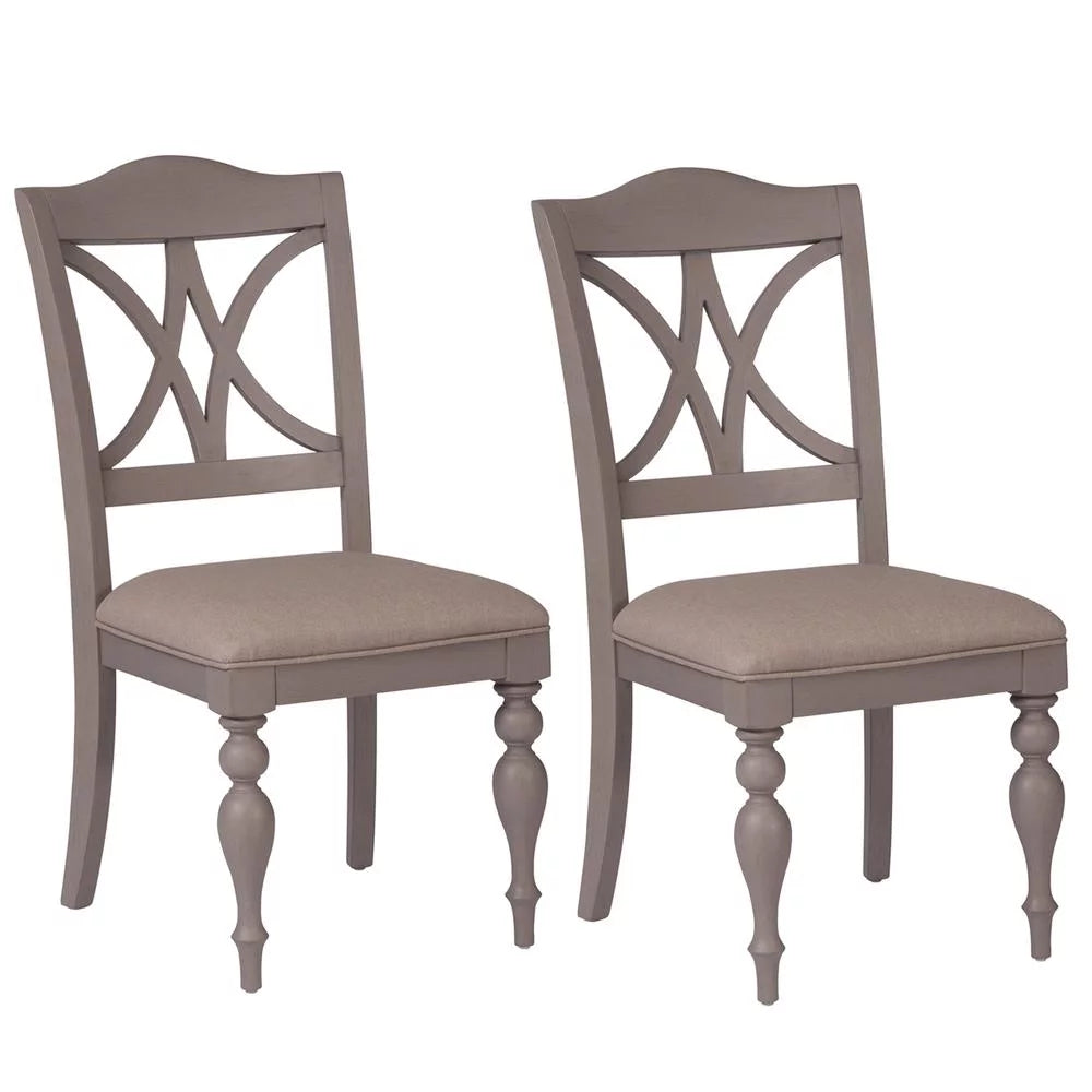 Set of 2 Grey Slat Back Side Chair S14141
