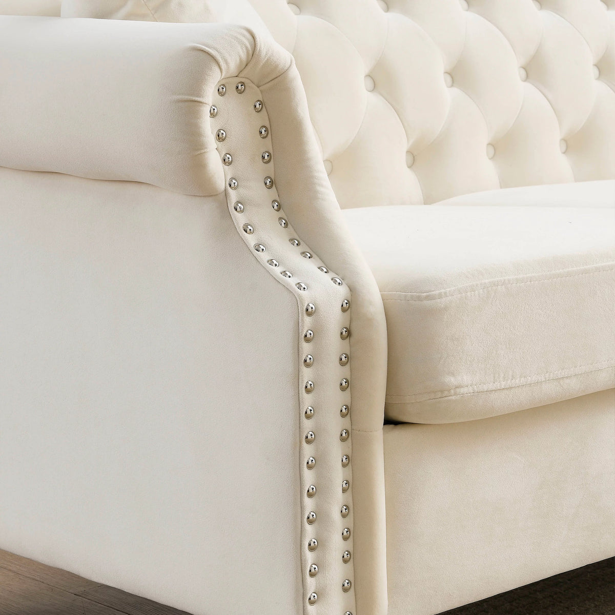 Velvet 3 Seater Button Tufted Sofa T510