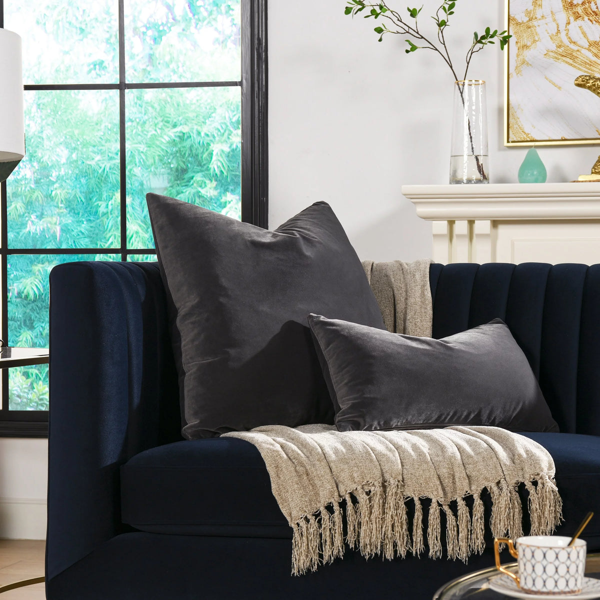 22" Feather Down Lumbar Throw Pillow Brilliant Cream N552535