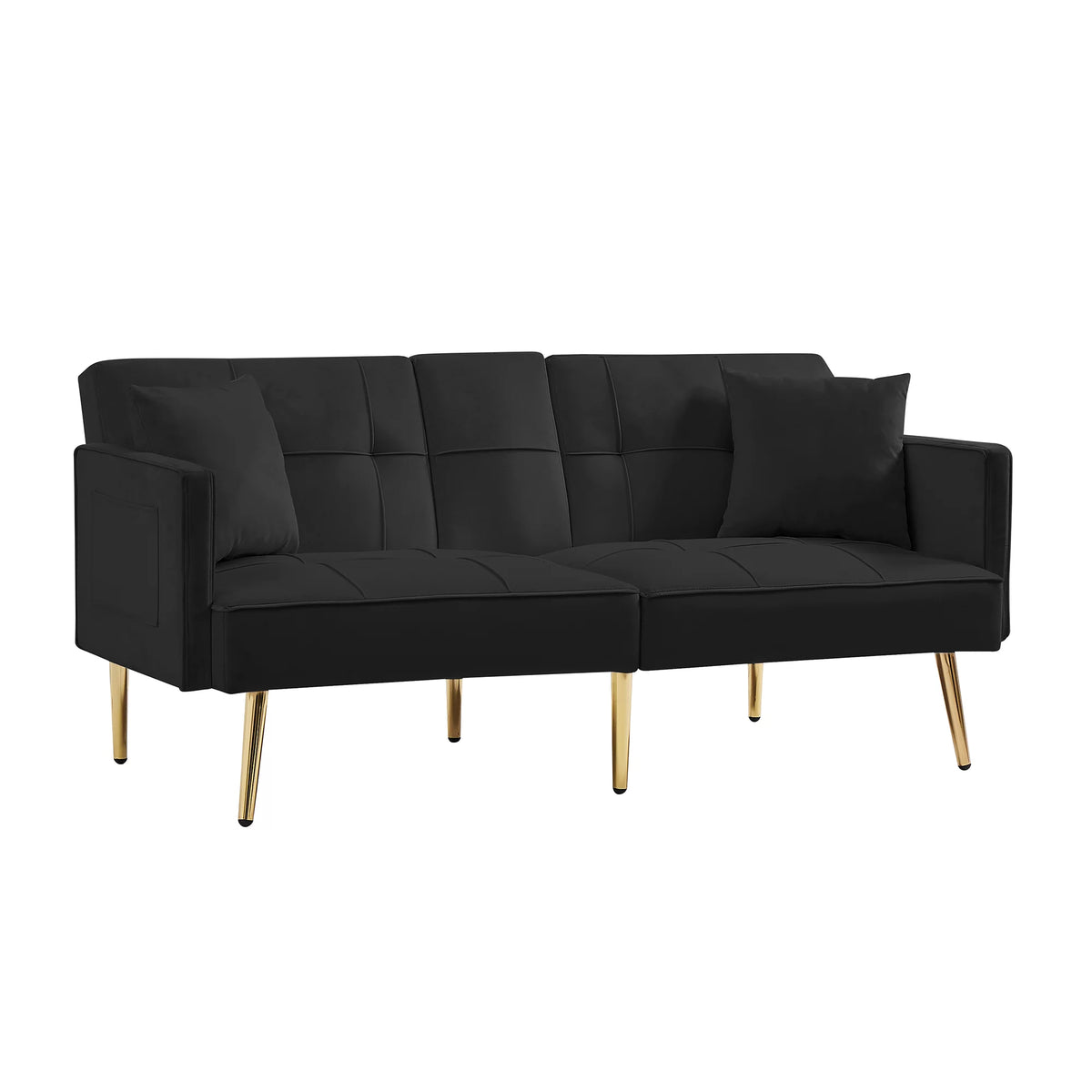 Black Velvet Convertible Futon Sofa Bed V930828