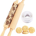 Wooden Embossed Rolling Pin with Butterfly Pattern R253294