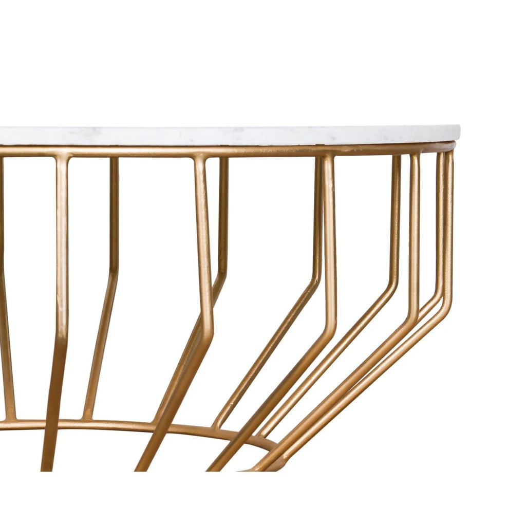 Modern Coffee Table with Real Marble Top and Gold Base D455