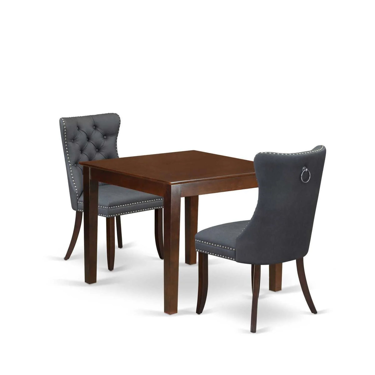 3 Piece Dining Room Set with Square Kitchen Table and 2 Upholstered Chairs T2744