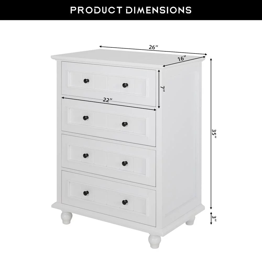 4 Drawers White Dresser F9964