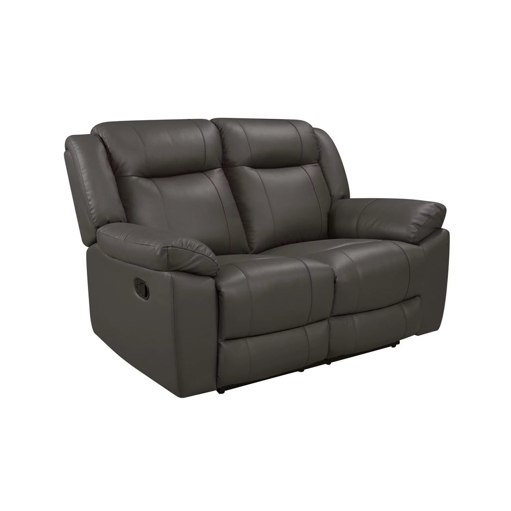 60 Inch Gray Real Leather Manual Recliner Loveseat K667