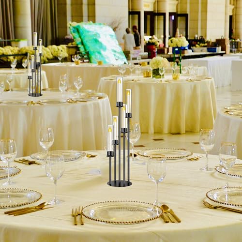 Black 5 Head Glass Cylinders Metal Candelabra K609190