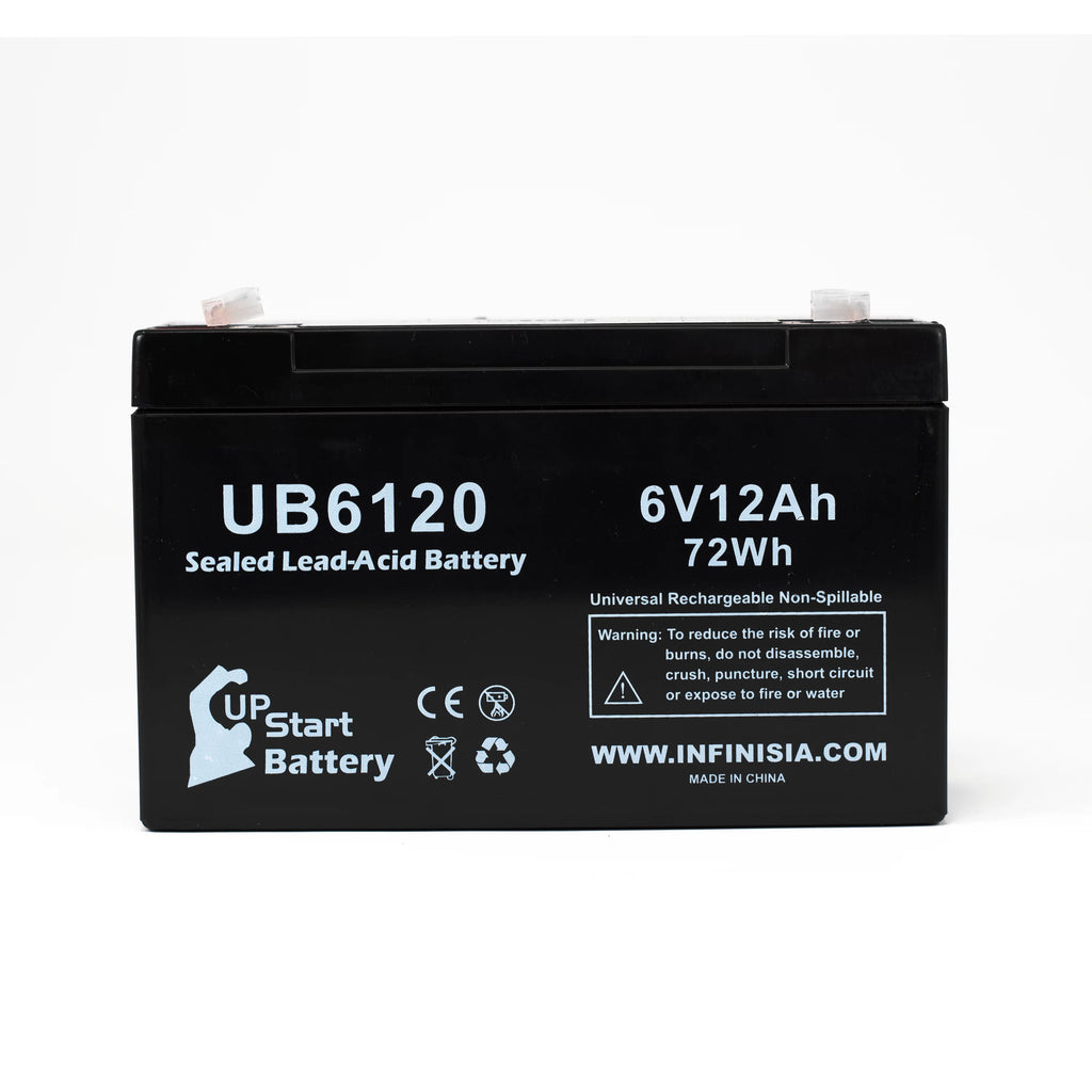 6V 12Ah Sealed Lead Acid Battery 4x Pack with F1 to F2 Terminal Adapters E633123