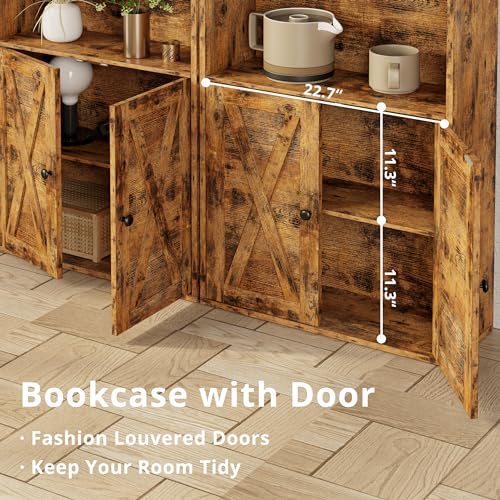 Industrial 6 Shelf Bookshelves with Doors G489136