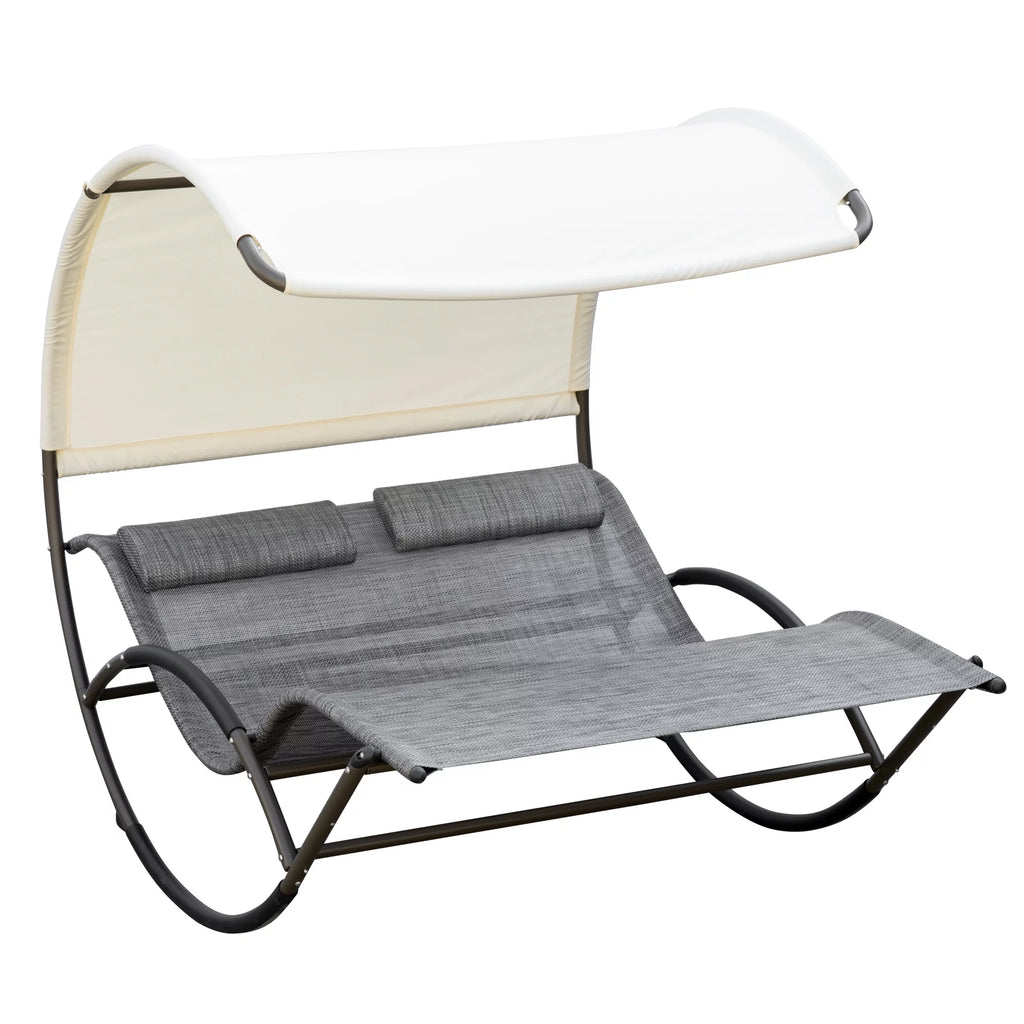 Gray Outdoor Rocking Bed with Canopy D66420