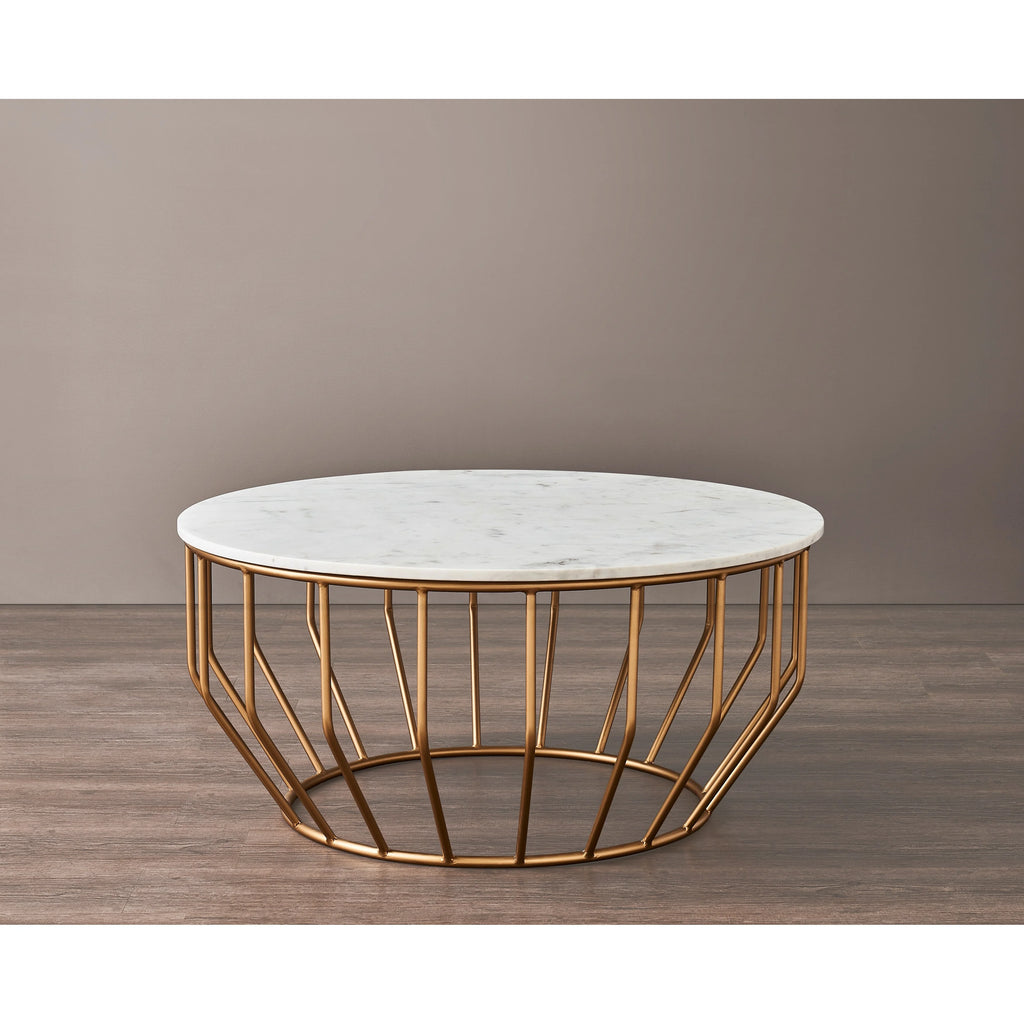 Modern Coffee Table with Real Marble Top and Gold Base D455