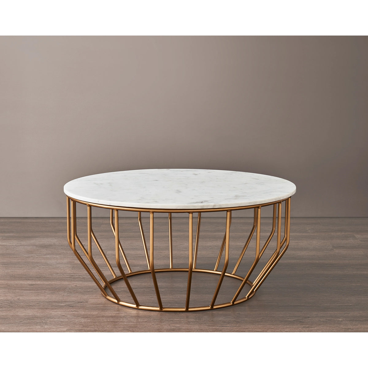 Modern Coffee Table with Real Marble Top and Gold Base D455