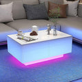 LED Coffee Table with 4 Sliding Drawers White P7835