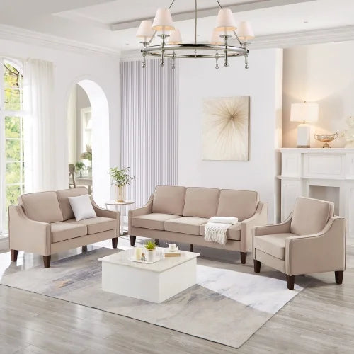 Taupe Velvet Upholstered Armchair with Wooden Legs G991573
