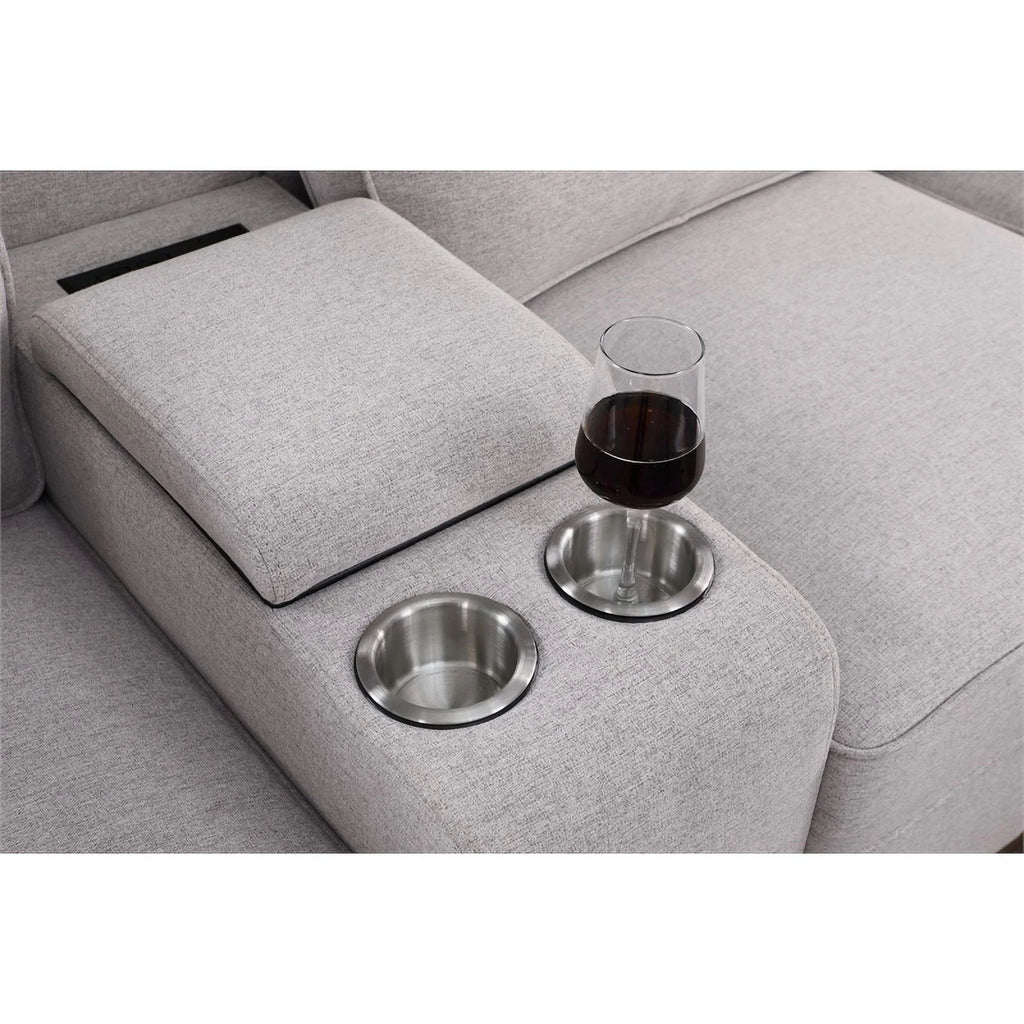Light Gray Linen Fabric Upholstered Sectional U96690