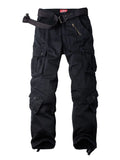 Black 8 Pockets Cotton Cargo Work Pants W608311