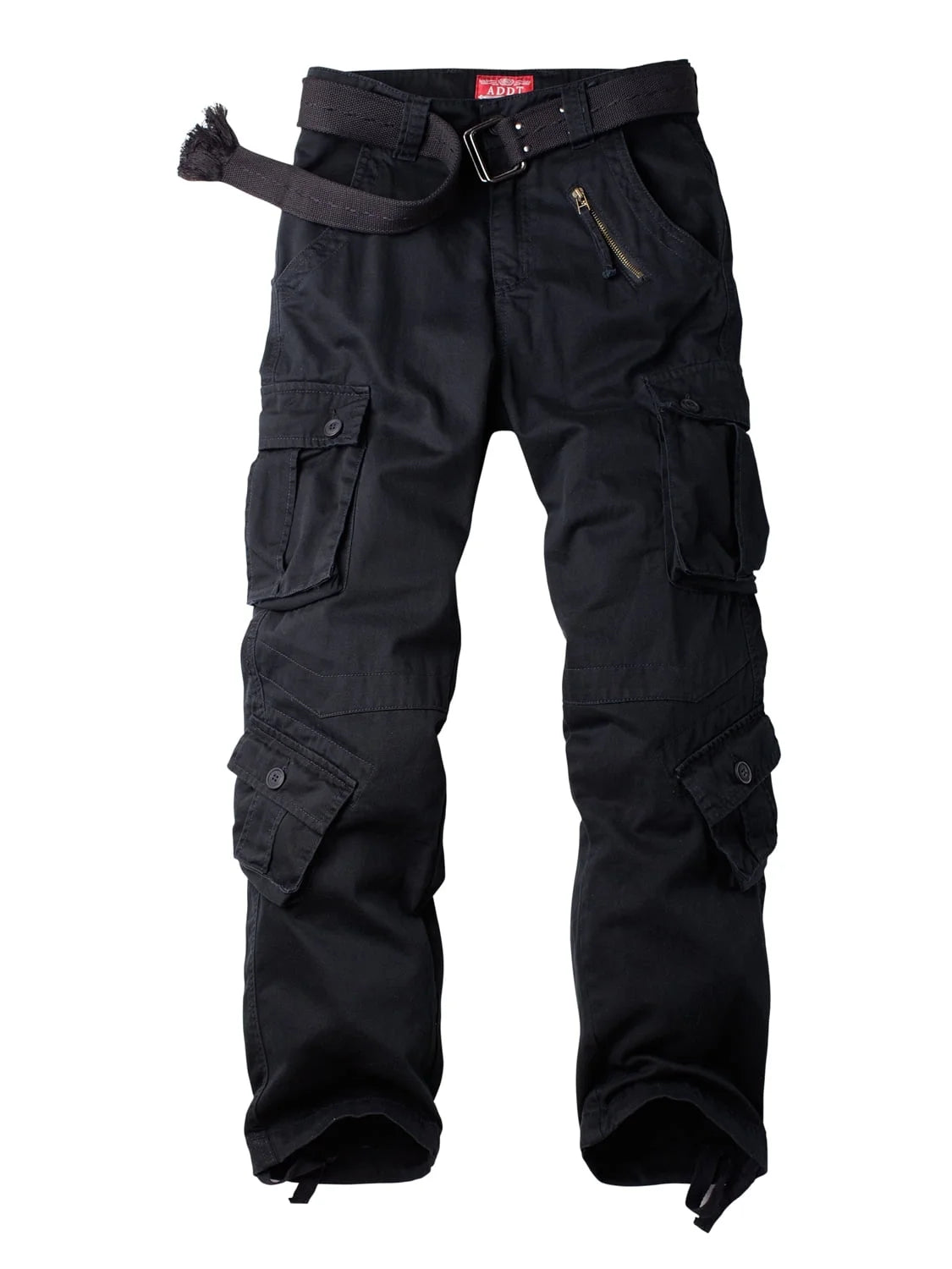 Black 8 Pockets Cotton Cargo Work Pants W608311